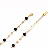 Noir Gold Plated Black Bead Layered Necklace