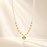 Nest Micro Pearl Gold Plated Heart Necklace