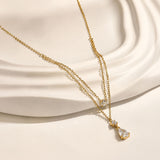 Aurora Drop Layer Diamond Gold Plated Necklace