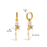 Celestial Pearl Star Gold Plated Drop Earrings