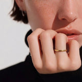 Square Checkered Gold Plated Ring