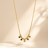 Mosaic Colorful Gold Plated Necklace