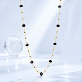 Noir Gold Plated Black Bead Layered Necklace