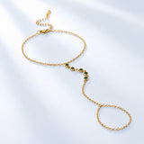 Olive Green Gold Plated Hand Harness