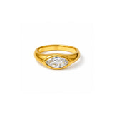 White Drift Gold Plated Ring