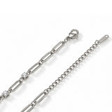 Silver Minimal Diamond Paperclip Bracelet