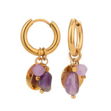 Purple Stone Hoop Earrings