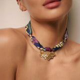 Multicolor Floral Scarf Necklace