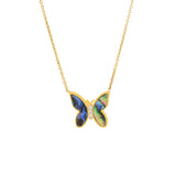 Fluttering Dreams Gold Plated Mother of Pearl Necklace-Blue