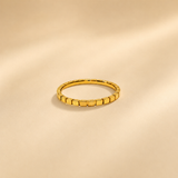 Square Checkered Gold Plated Ring