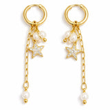 Celestial Pearl Star Drop Earrings