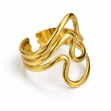 Golden Wave Statement Ring