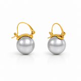 Classic Pearl Drop Earrings Grey