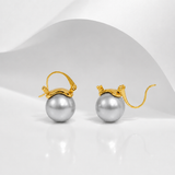 Classic Pearl Drop Earrings Grey
