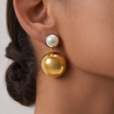 Golden Glow Pearl Drop Earrings