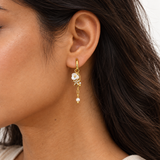 Celestial Pearl Star Gold Plated Drop Earrings
