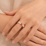 Red & White Crystal Ring