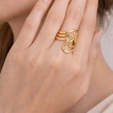 Golden Wave Statement Ring