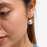 Classic Pearl Drop Earrings Grey
