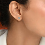 Moissanite bezel stud earring