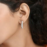 Moissanite elongated oval hoop