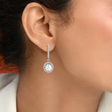 moissanite halo drop earrings