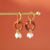 Terra Wood & Pearl Drop Earrings