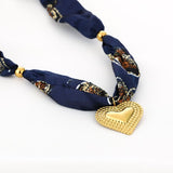 Blue Silk Scarf Necklace
