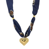 Blue Silk Scarf Necklace
