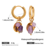 Purple Stone Hoop Earrings