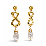 Infinity Pearl Drop Earrings