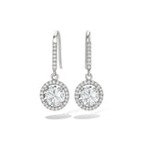 moissanite halo drop earrings