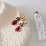 Crimson Stone Drop Earrings