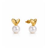 Lustrous Heart Pearl Studs