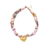 Pink and Cream Scarf Necklace